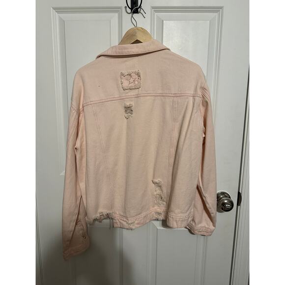 POL Light Pink Distressed Denim Jacket Large - NWOT - Picture 2 of 2